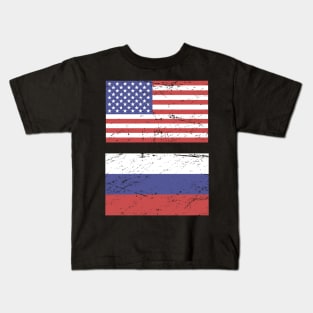 United States Flag & Russia Flag Kids T-Shirt